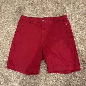 lululemon athletica Men's Deep Red Flat Front Shorts